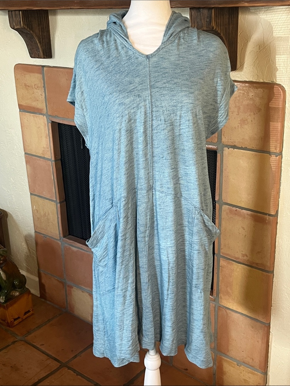 Anthropologie Saturday Sunday blue hooded shirt dress, size XS